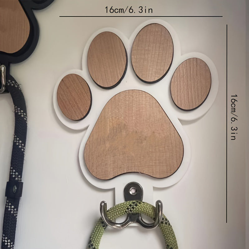 Paw Print Wooden Wall Hook – Handmade Leash & Towel Holder 🐾✨