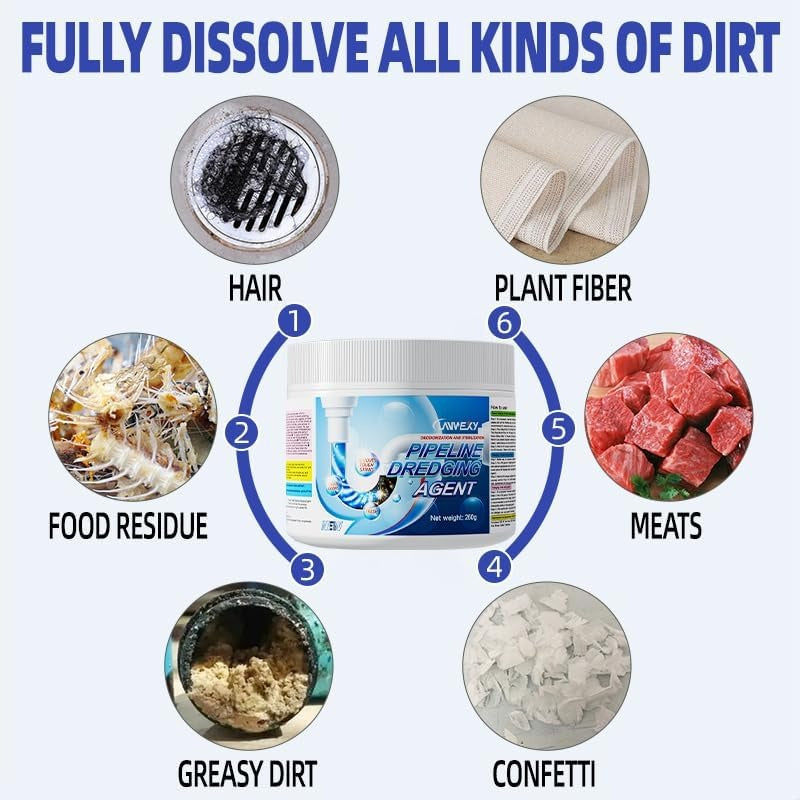Powerful Pipeline Dredging Agent – Fast Drain Cleaner for Kitchen, Bathroom & Toilet Clogs
