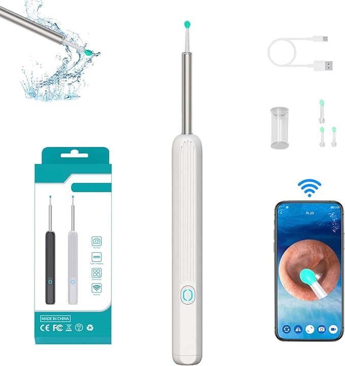 🔥Hot Sale 50% OFF👂Clean Earwax-Wi-Fi Visible Wax Removal Spoon, USB 1296P HD Load Otoscope