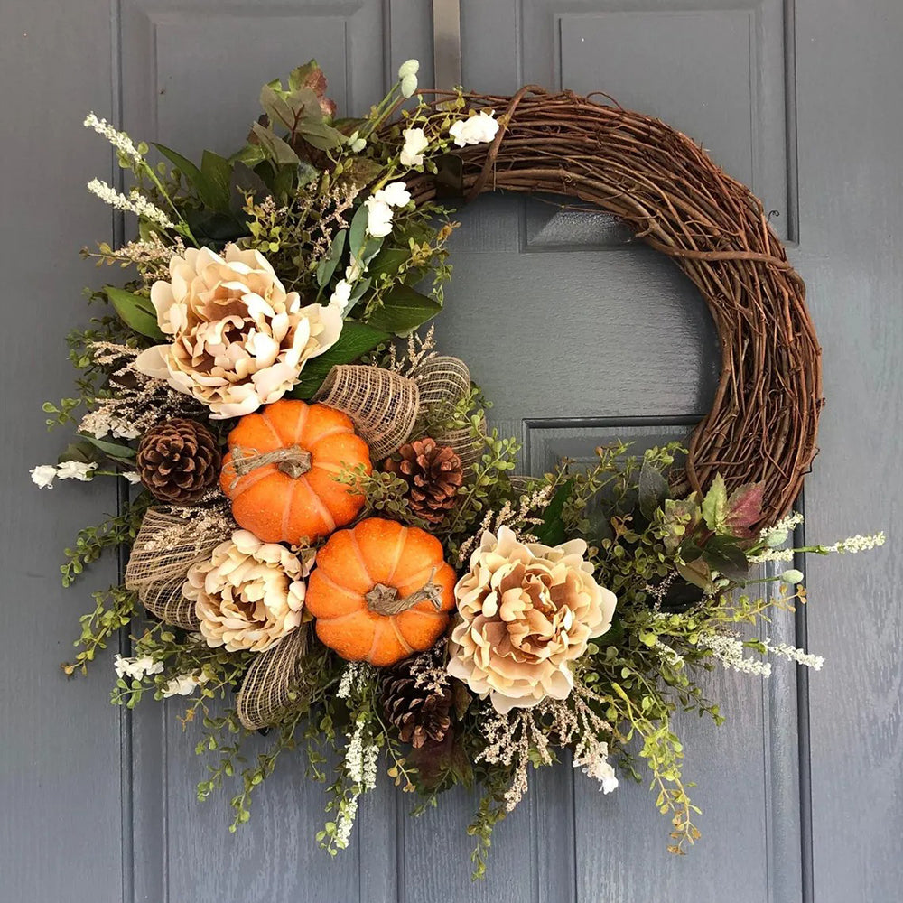 Handcrafted Burgundy Peony Hydrangea Wreath – 16"