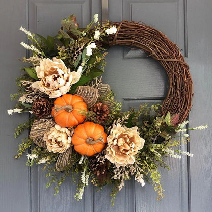 Handcrafted Burgundy Peony Hydrangea Wreath – 16"
