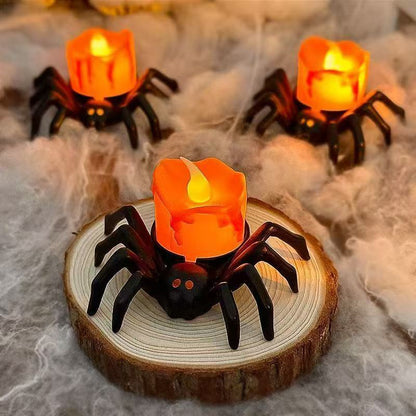 🕷️🎃 Halloween Spider Eyeball LED Candle Lights – Creepy Pumpkin Decor Props