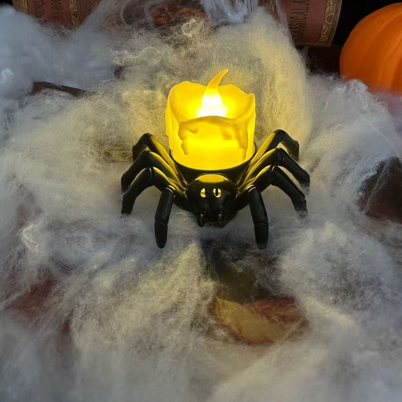 🕷️🎃 Halloween Spider Eyeball LED Candle Lights – Creepy Pumpkin Decor Props