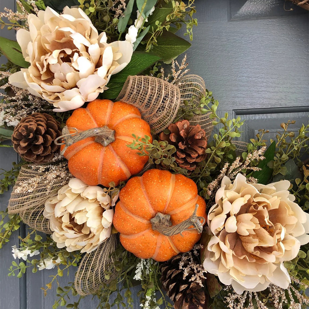 Handcrafted Burgundy Peony Hydrangea Wreath – 16"