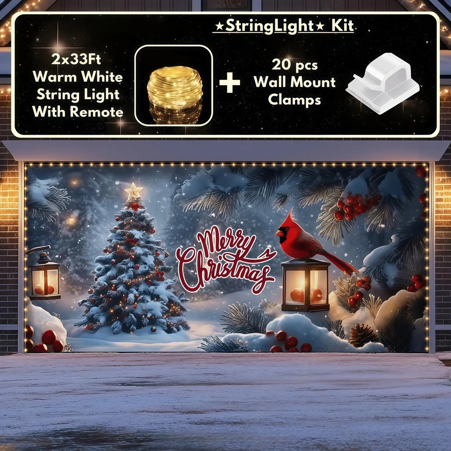 Cardinal's Christmas | Christmas Garage Door Cover