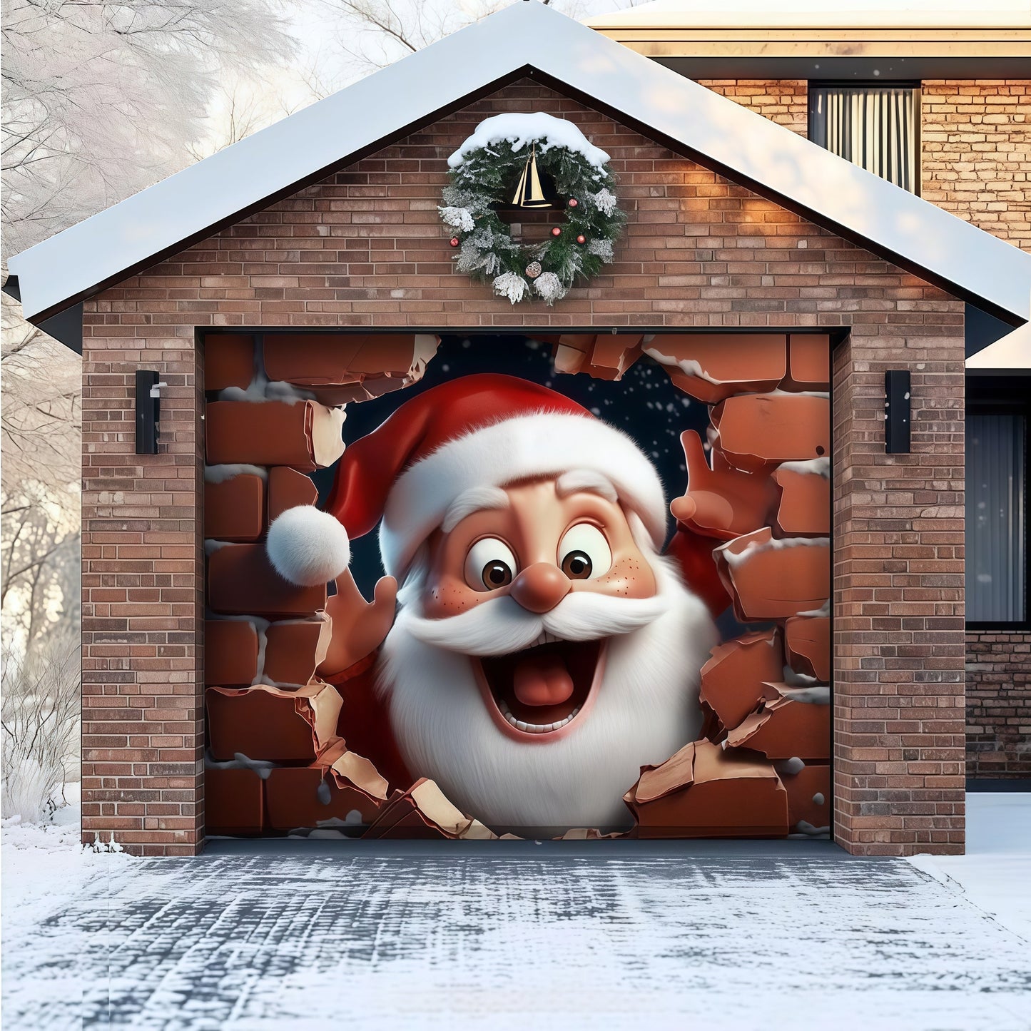 Santa's Surprise | Christmas Garage Door Cover
