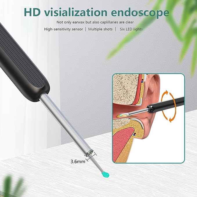 🔥Hot Sale 50% OFF👂Clean Earwax-Wi-Fi Visible Wax Removal Spoon, USB 1296P HD Load Otoscope